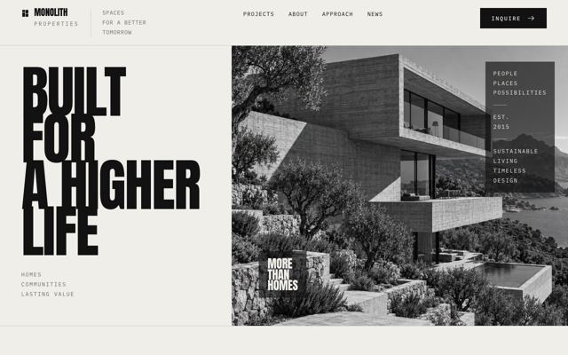 Property Development Portfolio landing page template, desktop