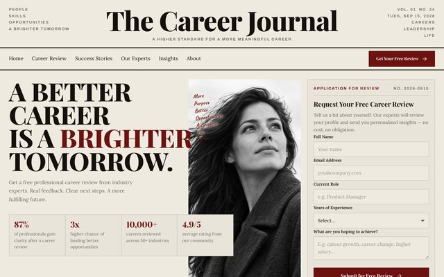 Broadsheet Editorial landing page template