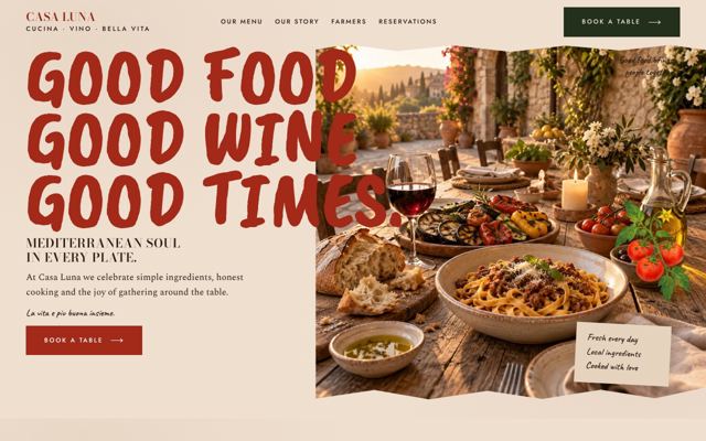 Restaurant Table Bookings landing page template