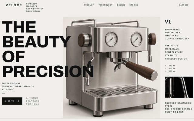 Engineered Appliance Sales landing page template, desktop