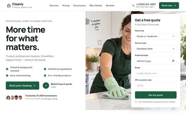 Trade Shopfront landing page template