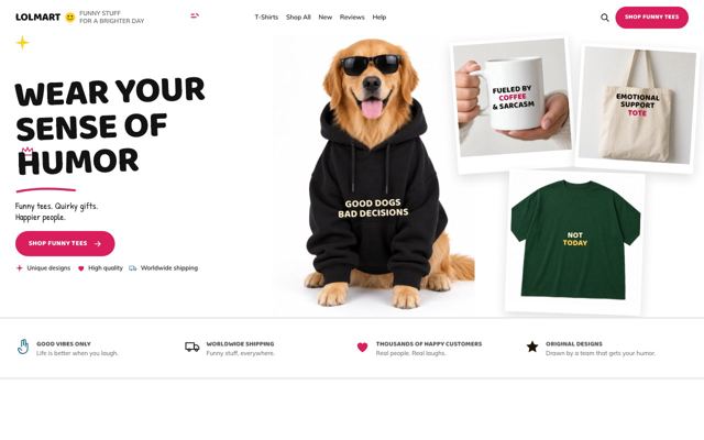 Novelty Merchandise Shop landing page template