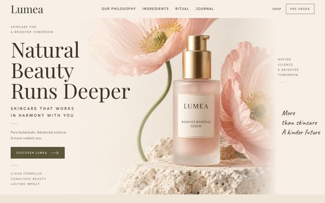 Botanical Skincare Collection landing page template