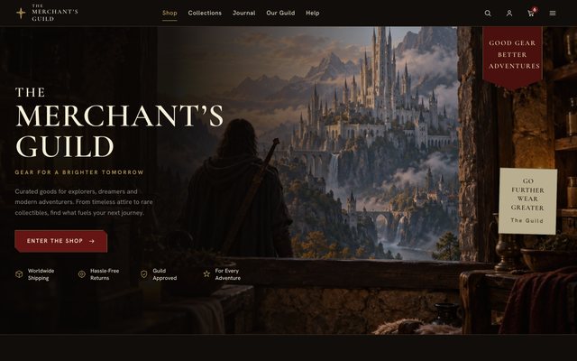Fantasy Collectibles Shop landing page template, desktop