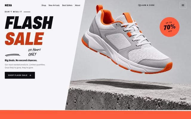 Dated Flash Sale landing page template, desktop
