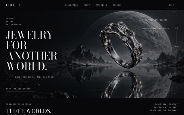 Bespoke Jewellery Sales landing page template, desktop