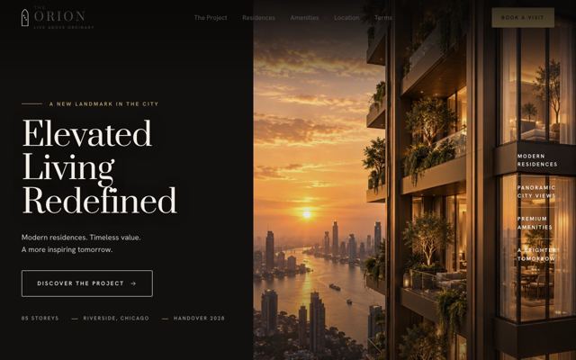 Off Plan Residences landing page template, desktop