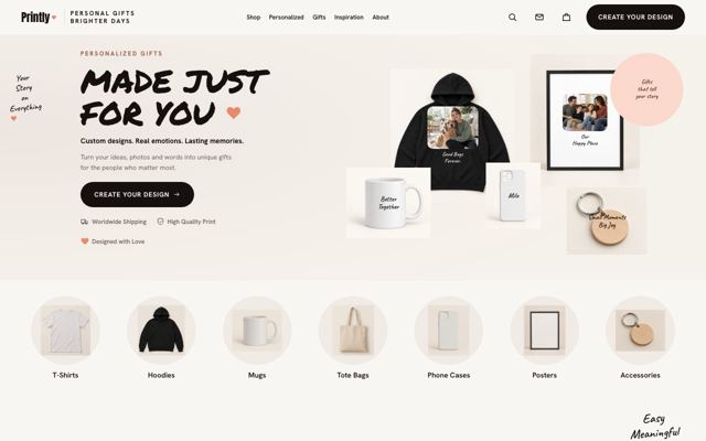 Personalised Gift Shop landing page template
