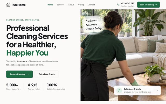 Cleaning Services landing page template