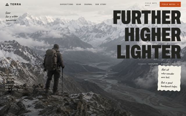 Outdoor Gear Showcase landing page template