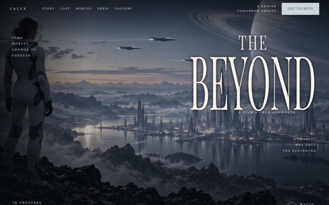 Science Fiction Release landing page template, desktop