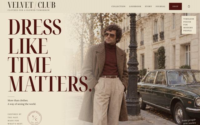 Tailoring Collection Showcase landing page template, desktop