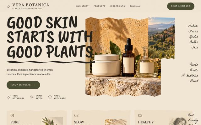 Herbal Skincare Shop landing page template