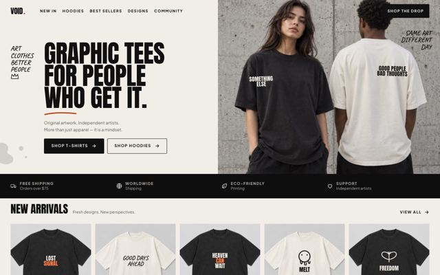 Graphic Apparel Shop landing page template
