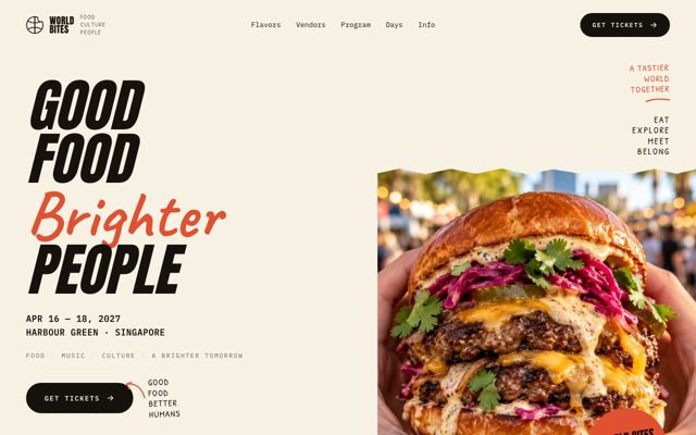 Food Festival Tickets landing page template, desktop